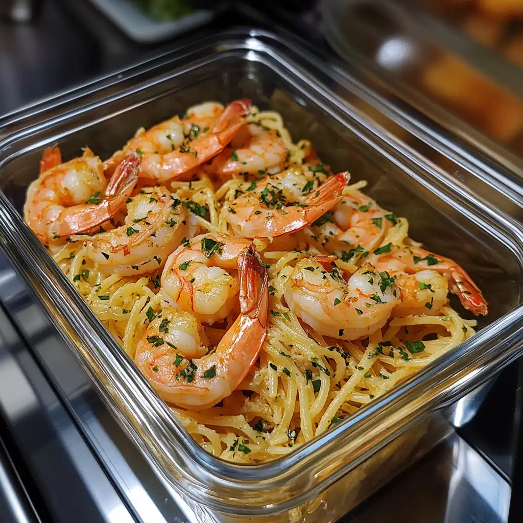 The Best Garlic Butter Shrimp Pasta: Quick, and Creamy 10 Stored garlic butter shrimp pasta in glass container