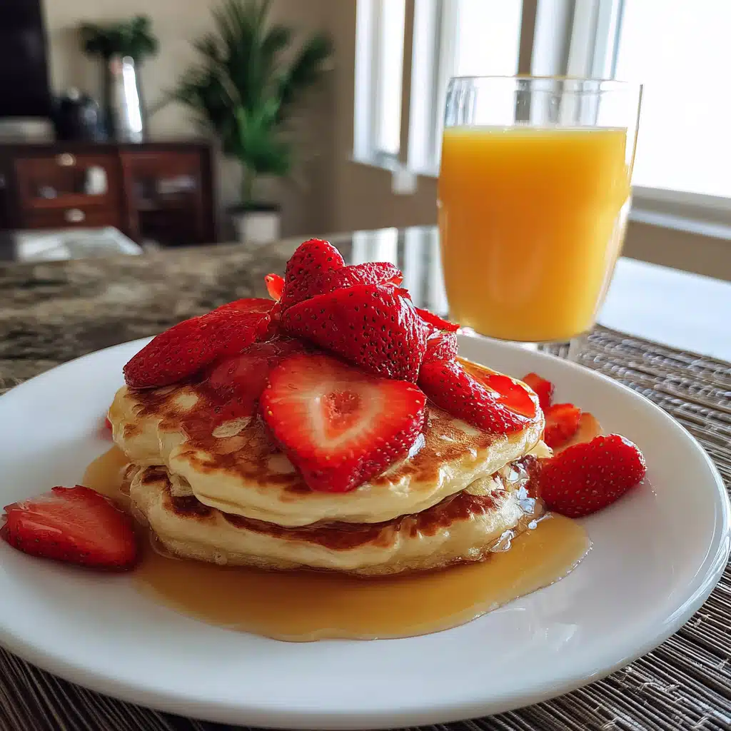 simple-pancake-strawberry-serving simple pancake strawberry recipe breakfast idea