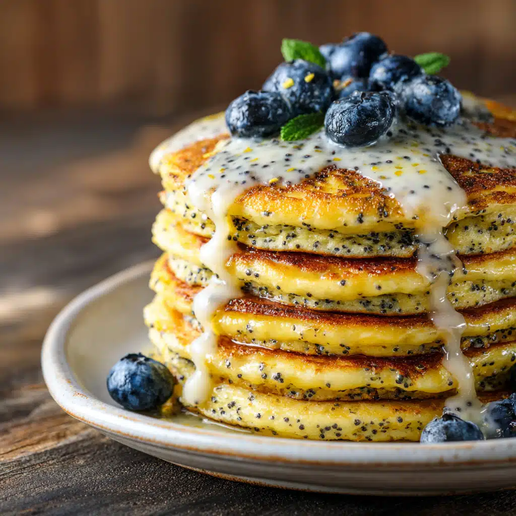 lemon-poppy-seed-pancakes-toppings Toppings for lemon poppy seed pancakes with whipped cream and berries