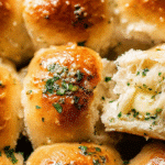 freshly baked garlic bread rolls brushed with melted butter and herbs