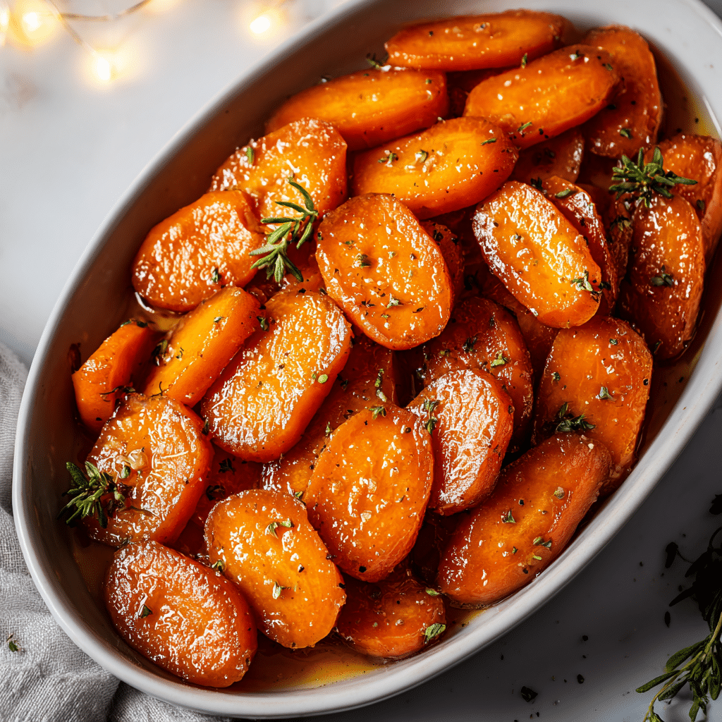 Glossy glazed carrots with honey and brown sugar
