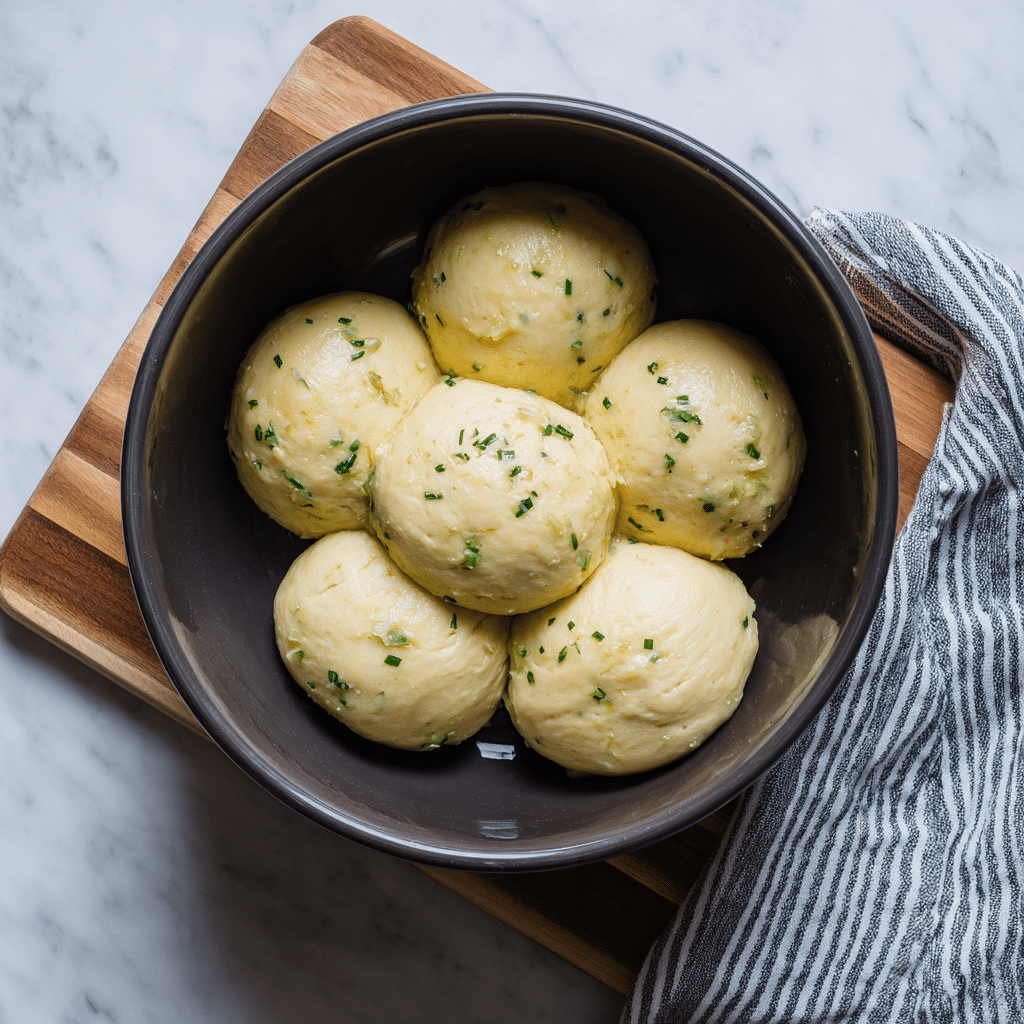 Preparing dough for Air Fryer Garlic Butter Dinner Rolls