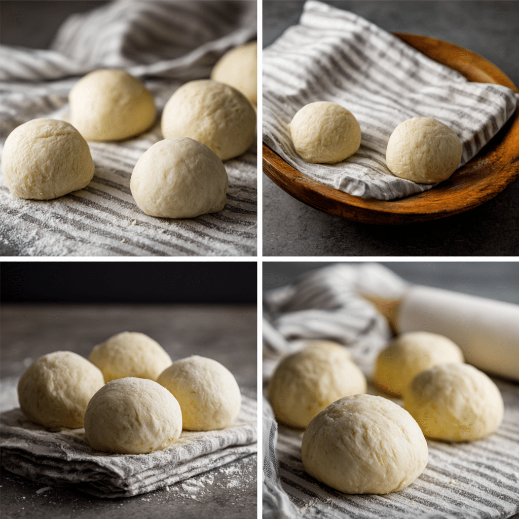 Shaping dough balls for Air Fryer Garlic Butter Dinner Rolls