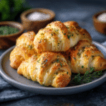 Plate of 5-Ingredient Garlic Butter Crescent Rolls served warm