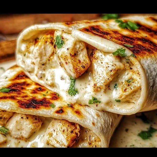 Cheesy Garlic Chicken Wraps
