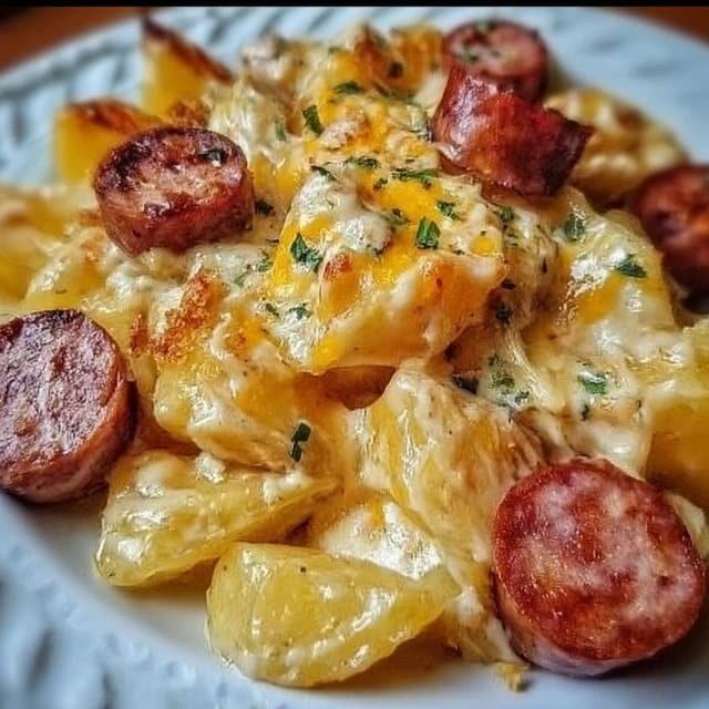 Cheesy Ranch Potatoes and Smoked Sausage