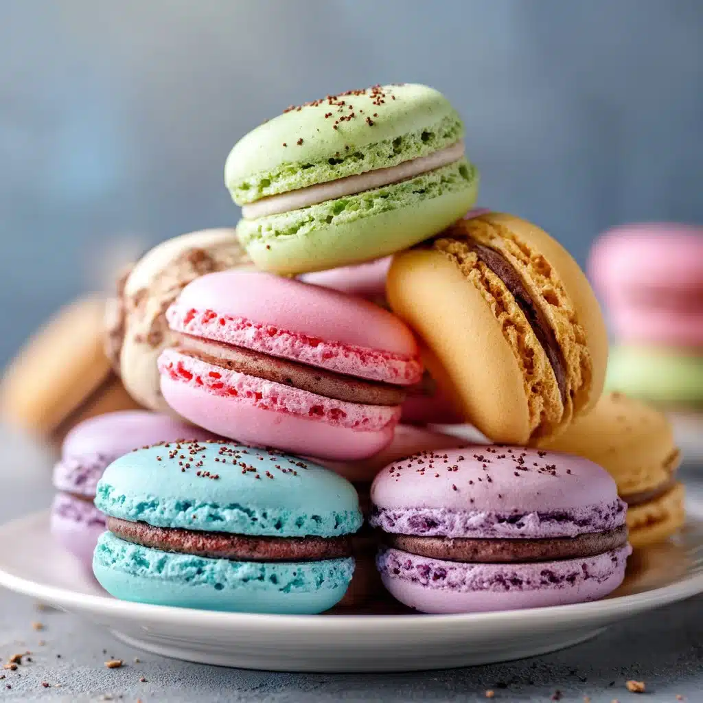 Colorful and creative macaron designs for various celebrations and events.