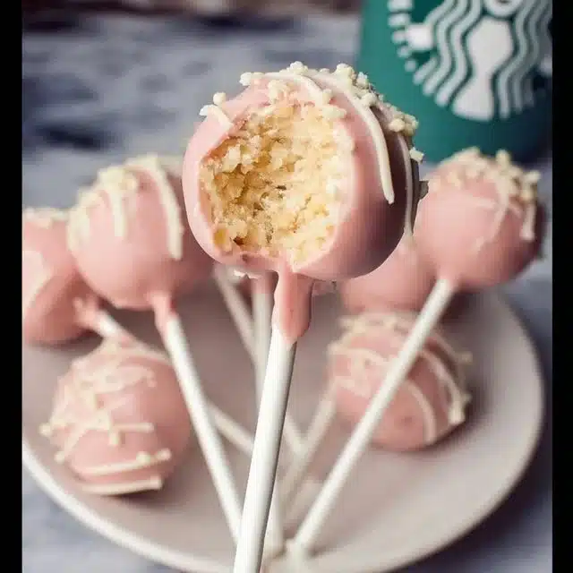 Starbucks Birthday Cake Pop, a festive and colorful cake pop treat.