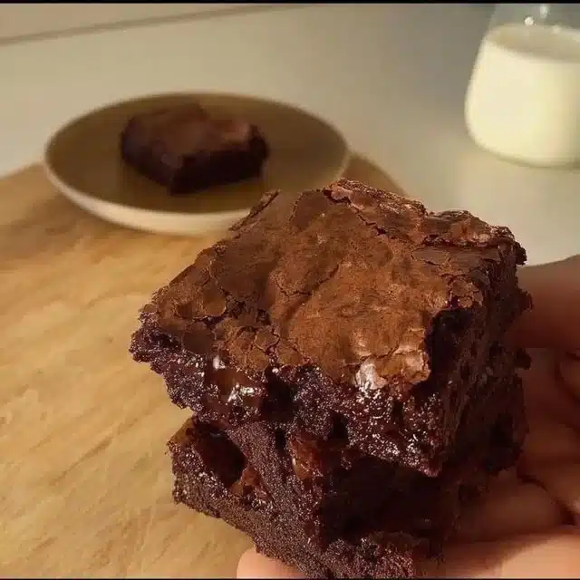 Deliciously moist brown butter brownies served on a plate
