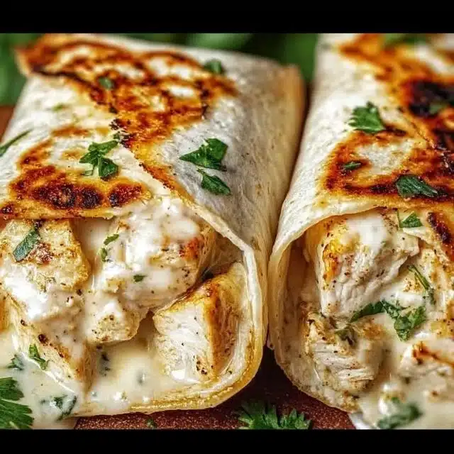Cheesy garlic chicken wraps ready to be served