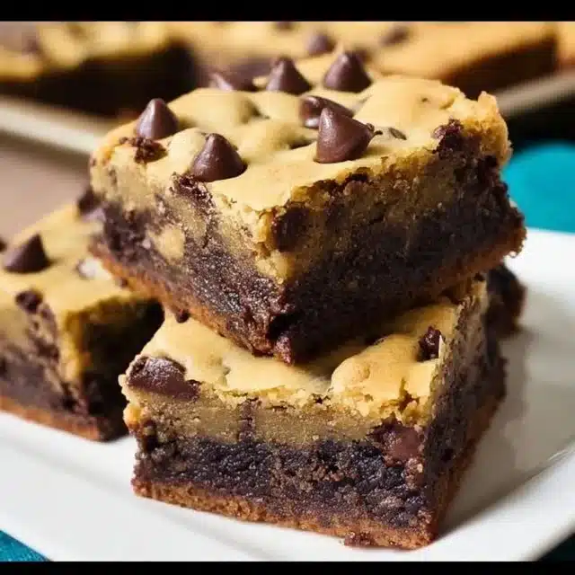 Delicious chocolate chip cookie brownies fresh out of the oven