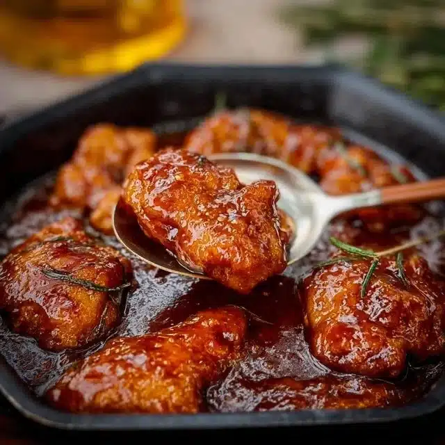 Delicious Honey Butter Chicken drizzled with sweet honey glaze.
