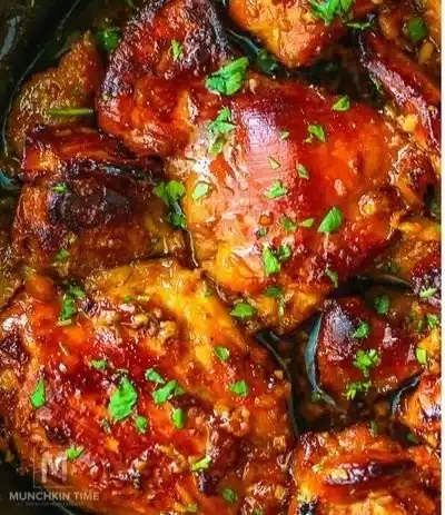 Delicious Honey Soy Chicken Thighs ready to serve with vibrant sides