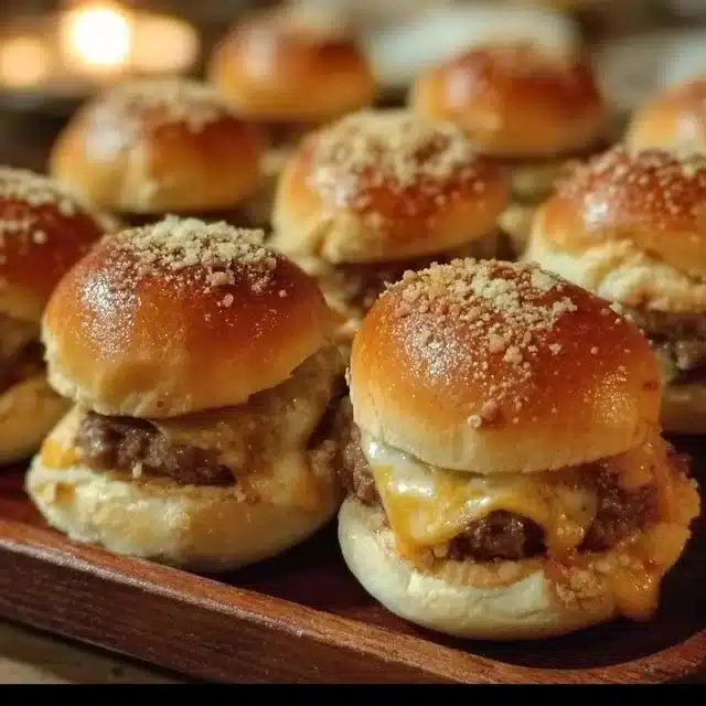 Mini Big Mac cheeseburgers with cheese, lettuce, and special sauce