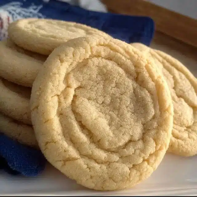 Delicious chewy sugar cookies on a plate, perfect for any occasion.