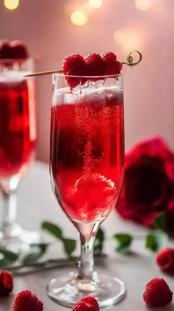 A beautifully garnished Ruby Red Cocktail in a stylish glass