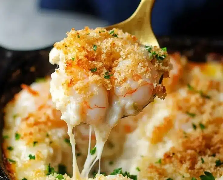 Delicious shrimp casserole dish with savory ingredients