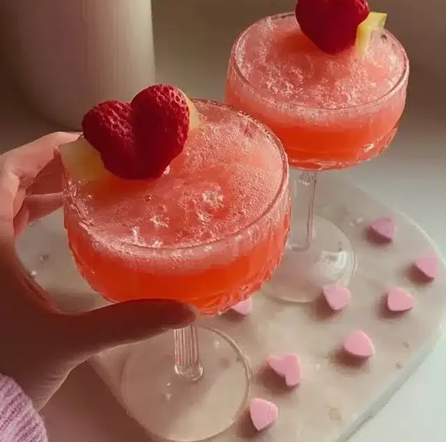 Home 8 Refreshing Valentine's Mocktail with romantic garnishes and festive colors