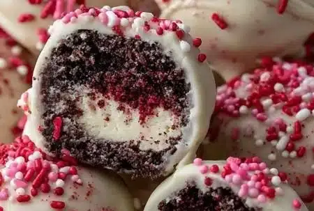 5-ingredient Valentine Oreo truffles in a heart-shaped box