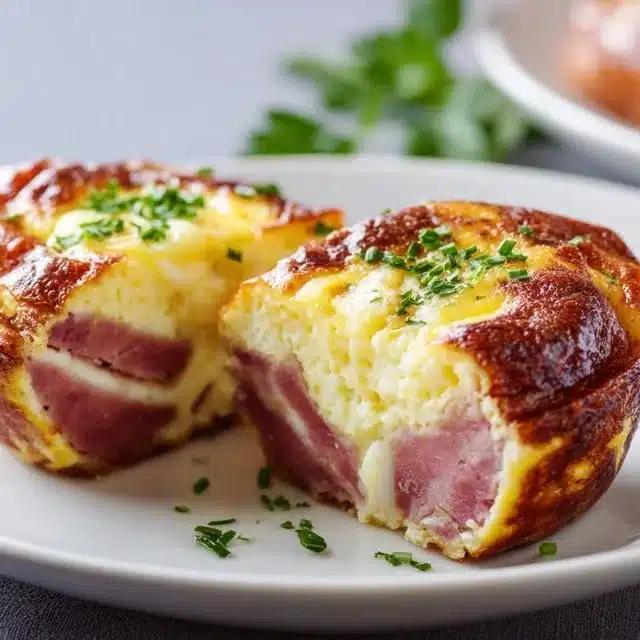 Delicious Beef Ham Cheese Egg Muffins fresh out of the oven.