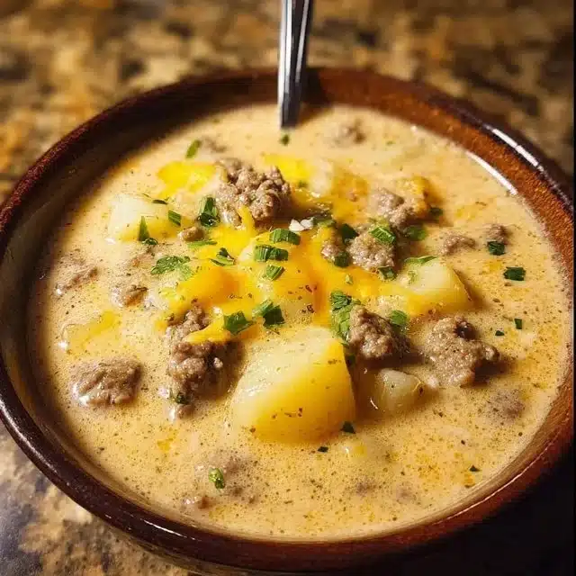 Cheesy Beef and Potato Soup