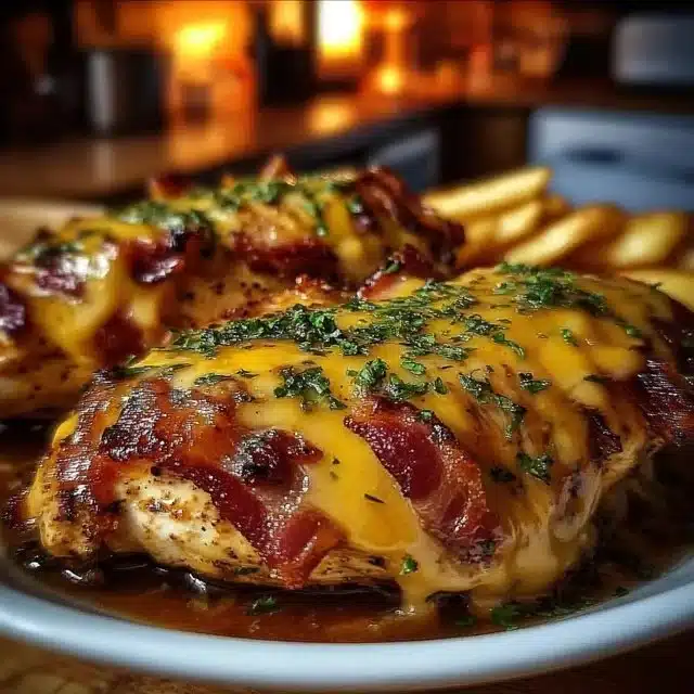 Cowboy BBQ Bacon Cheddar Chicken dish ready for grilling with smoky flavors