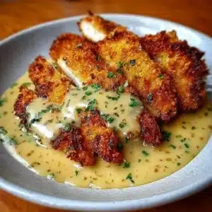 Crispy parmesan chicken served with rich garlic sauce.