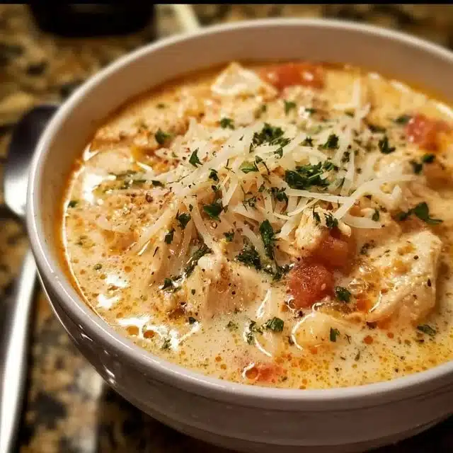 Crock Pot Creamy Chicken Parmesan Soup