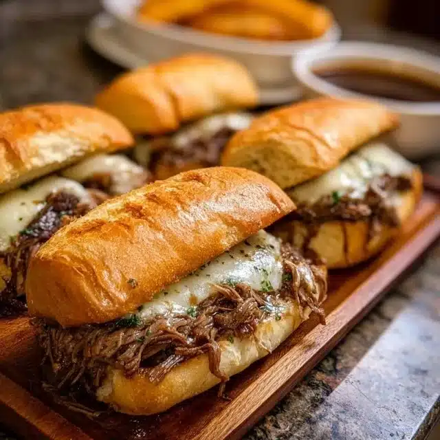 Crockpot French Dip Sandwiches