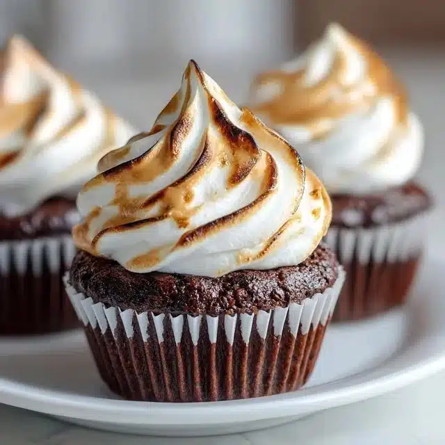 Delicious dark chocolate cupcakes with peanut butter marshmallow fluff topping.