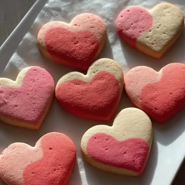 Heart-shaped Valentine's Day cookies decorated with pink icing