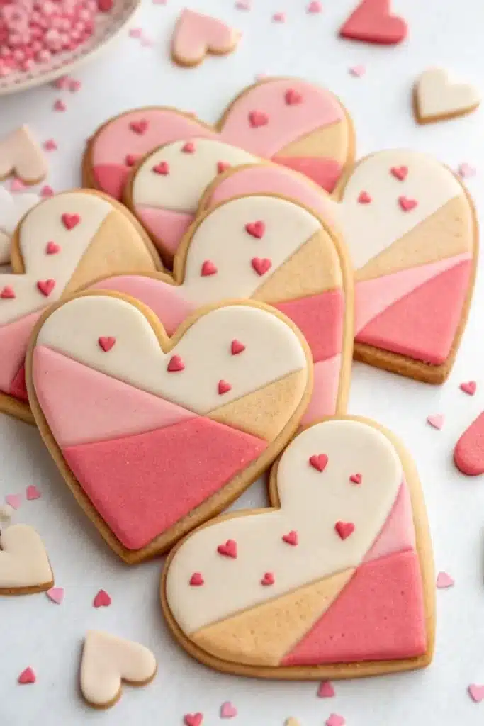 Heart-shaped Love-Lock Valentines Cookies decorated with icing