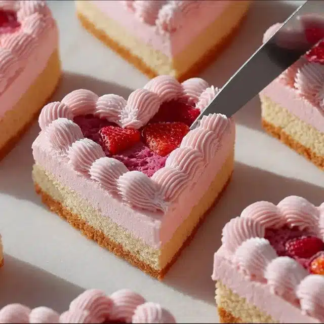 Cute Mini Valentine's Day Cakes decorated with pink buttercream frosting.