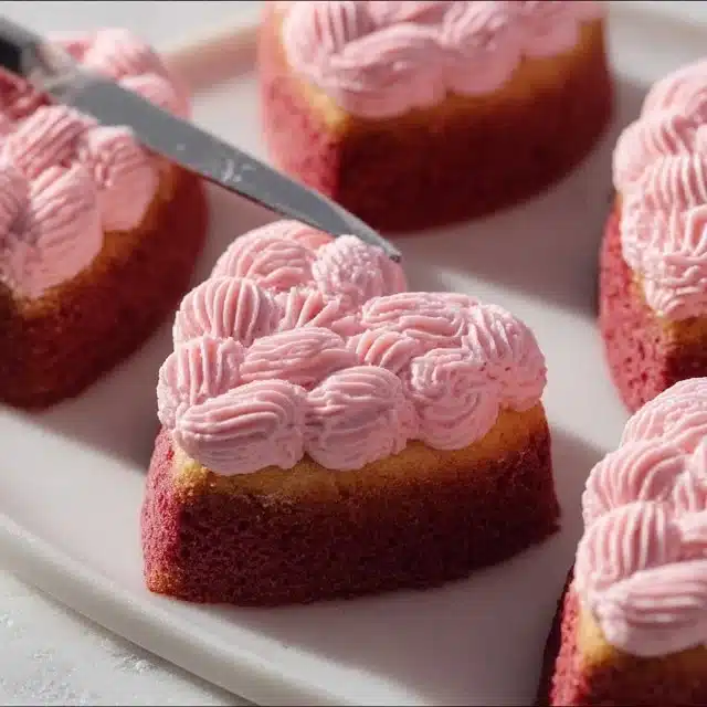 Mini Valentine's Day Cakes with Pink Buttercream (Too Cute!)