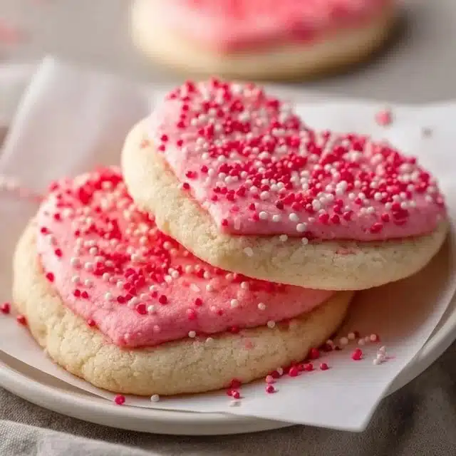 Soft Valentine’s Frosted Sugar Cookies 3 Soft Valentine’s Frosted Sugar Cookies