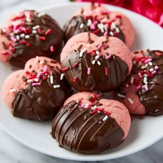 Valentine's Day Chocolate Covered Strawberry Cookies