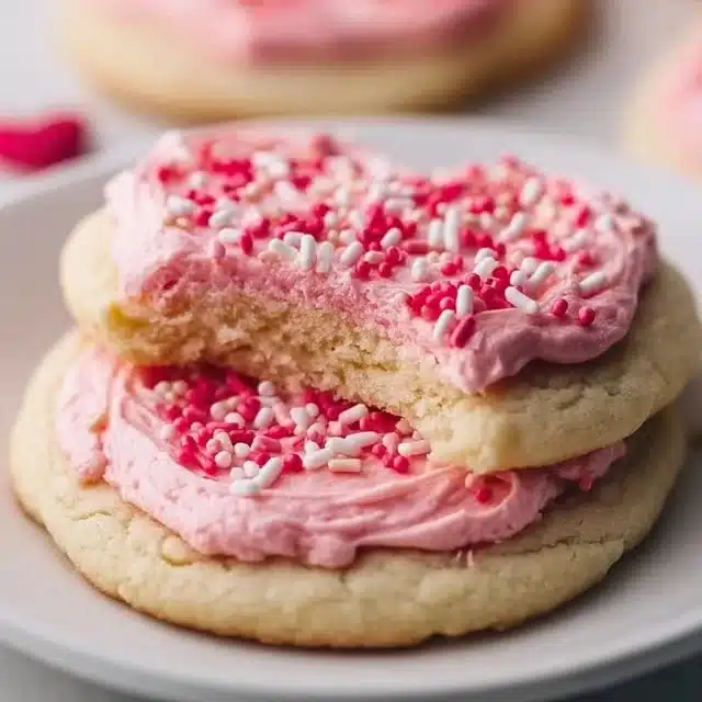 Home 2 Decorated Valentine's Day frosted sugar cookies with heart shapes