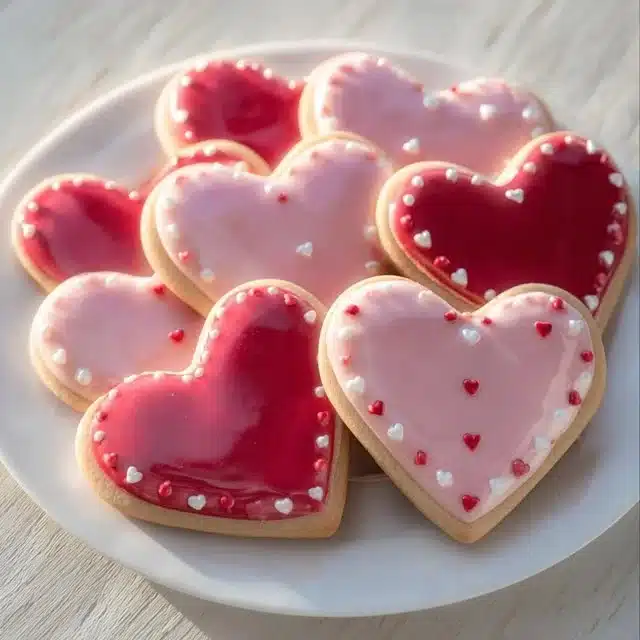 Assorted Valentine's Day heart cookies decorated with icing