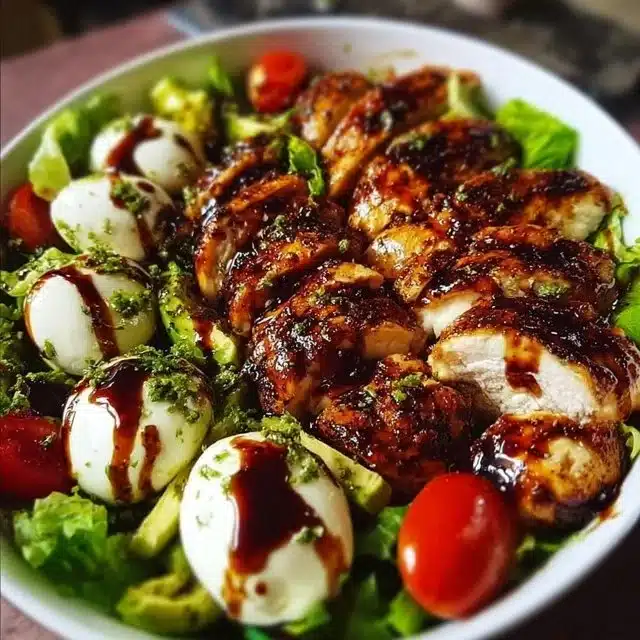 Baked Marinated Chicken Salad with Mozzarella and Balsamic Vinaigrette
