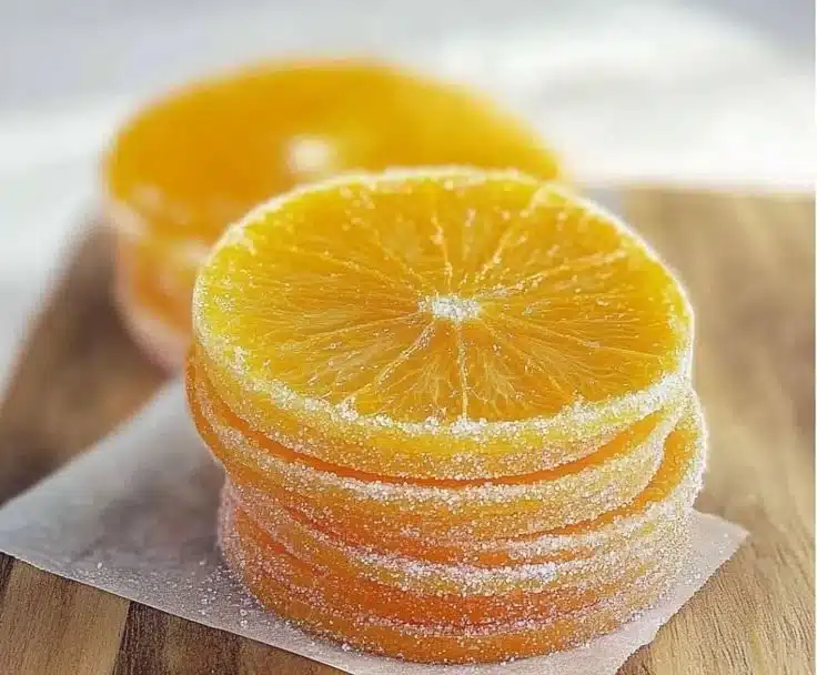 Delicious candied orange slices displayed beautifully for a delightful snack