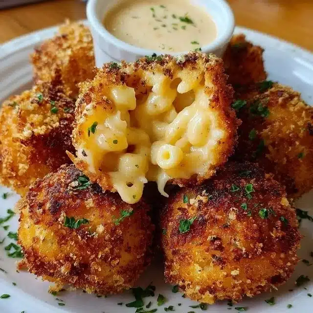 Air fryer fried macaroni and cheese balls from Cheesecake Factory