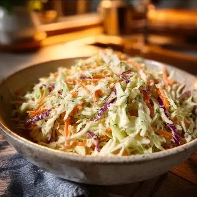 Home 3 Classic homemade coleslaw with creamy dressing and fresh vegetables