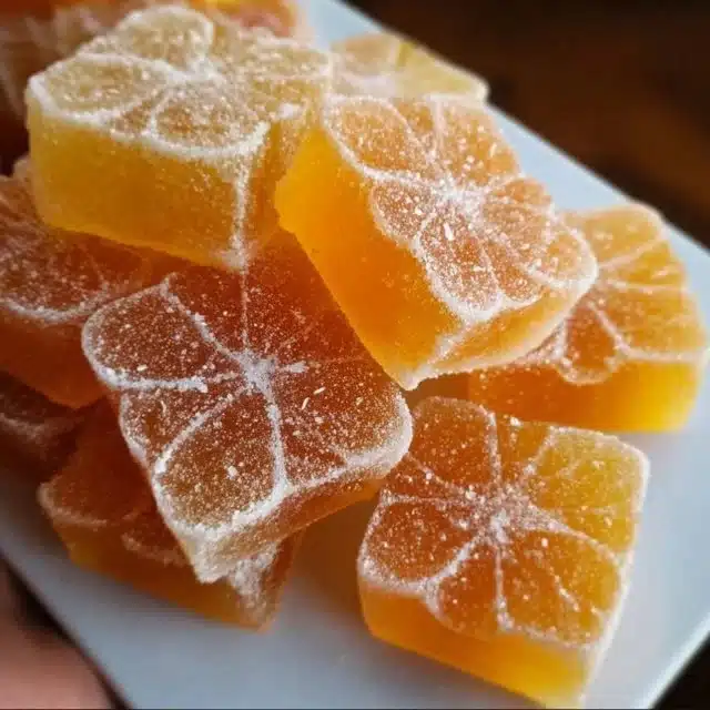 Delicious homemade orange candy with vibrant citrus color