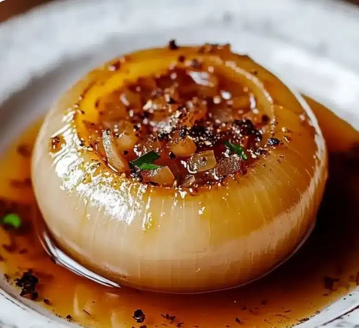 A bowl of flavorful onion boil, showcasing onions and seasonings simmered to perfection.