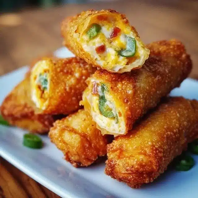 Home 3 Mini jalapeño popper egg rolls with cheesy filling and crispy wrapper