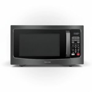 TOSHIBA EM131A5C-BS Countertop Microwave Ovens 1.2 Cu Ft, 12.4" Removable Turntable Smart Humidity Sensor 12 Auto Menus Mute Function ECO Mode Easy Clean Interior Black Color 1000W